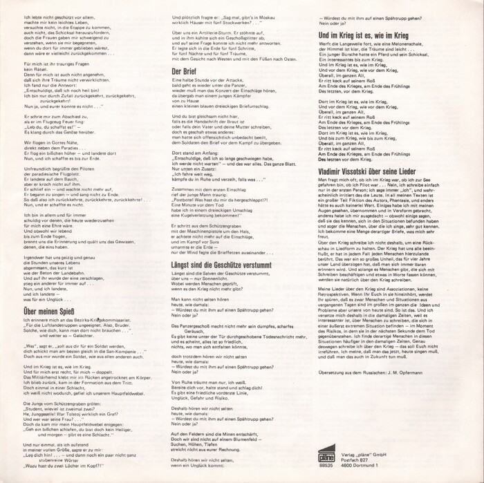 Vladimir Vissotski. Lieder III