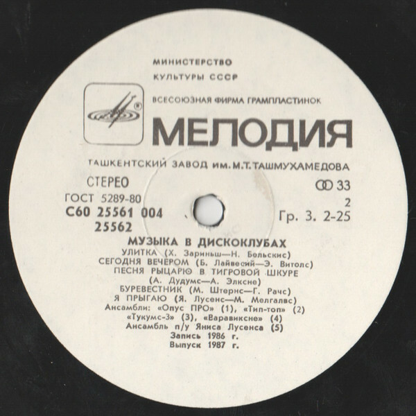 МУЗЫКА В ДИСКОКЛУБАХ (на латышском яз.)