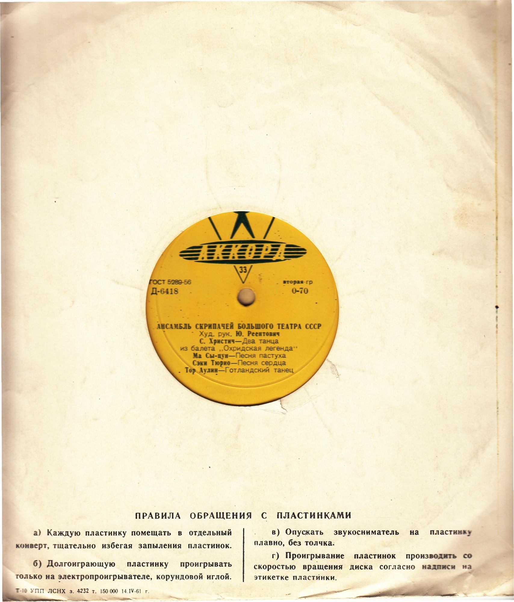 Букет артистов / Правила. 14.IV.61 г.