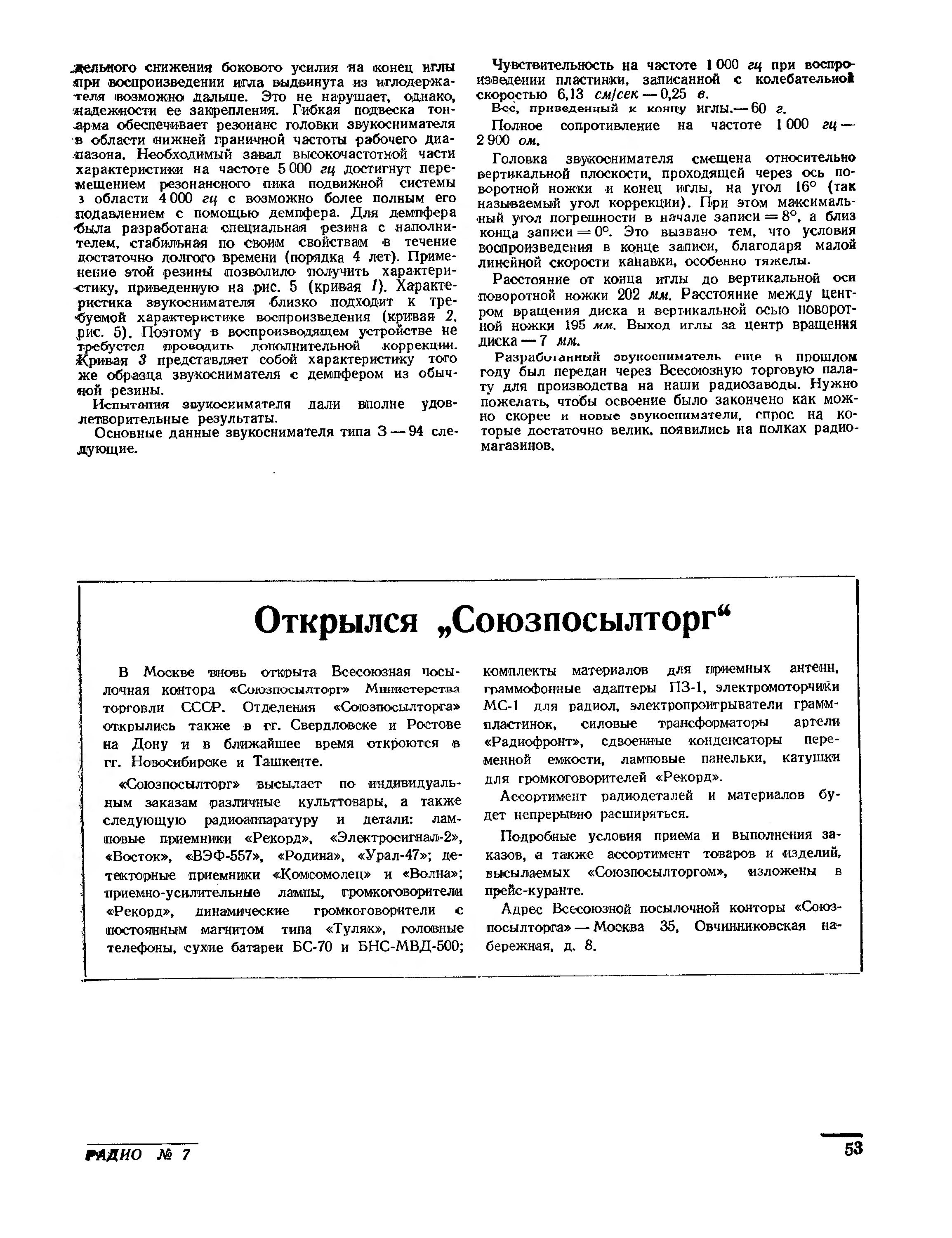 Новый звукосниматель