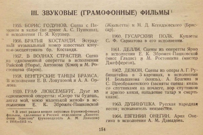 Звуковые (граммофонные) фильмы (список)