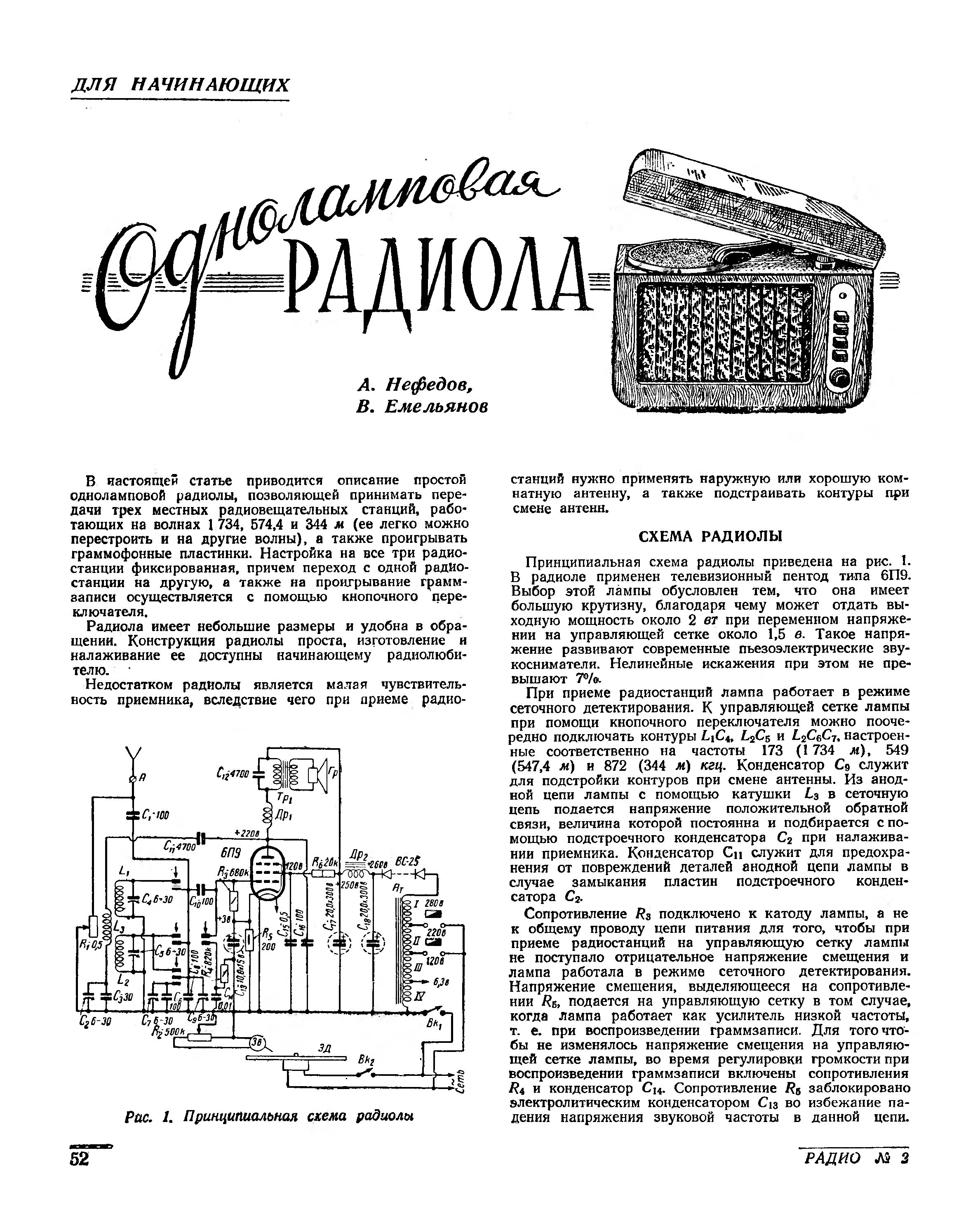 Одноламповая РАДИОЛА