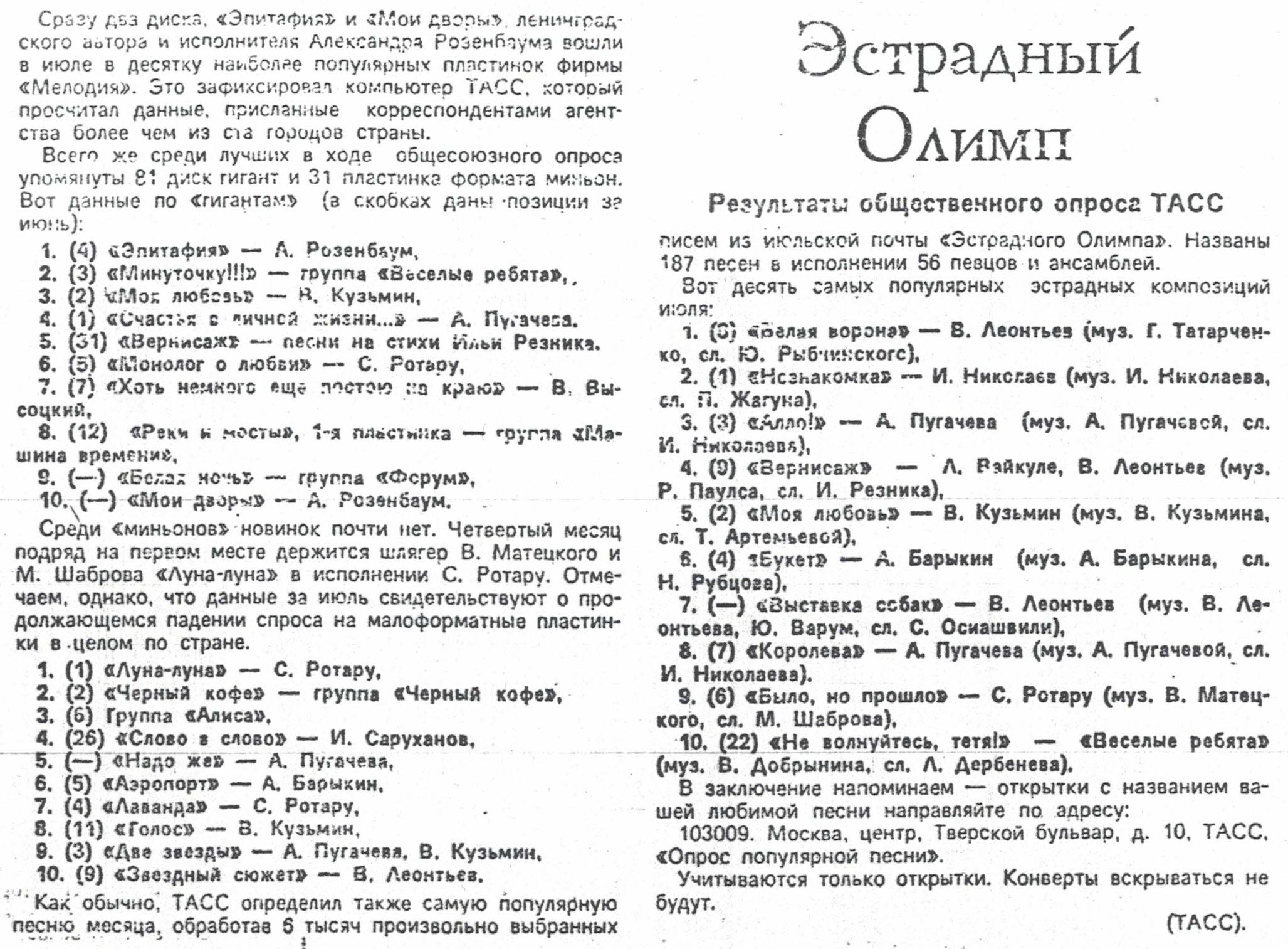 Эстрадный Олимп
