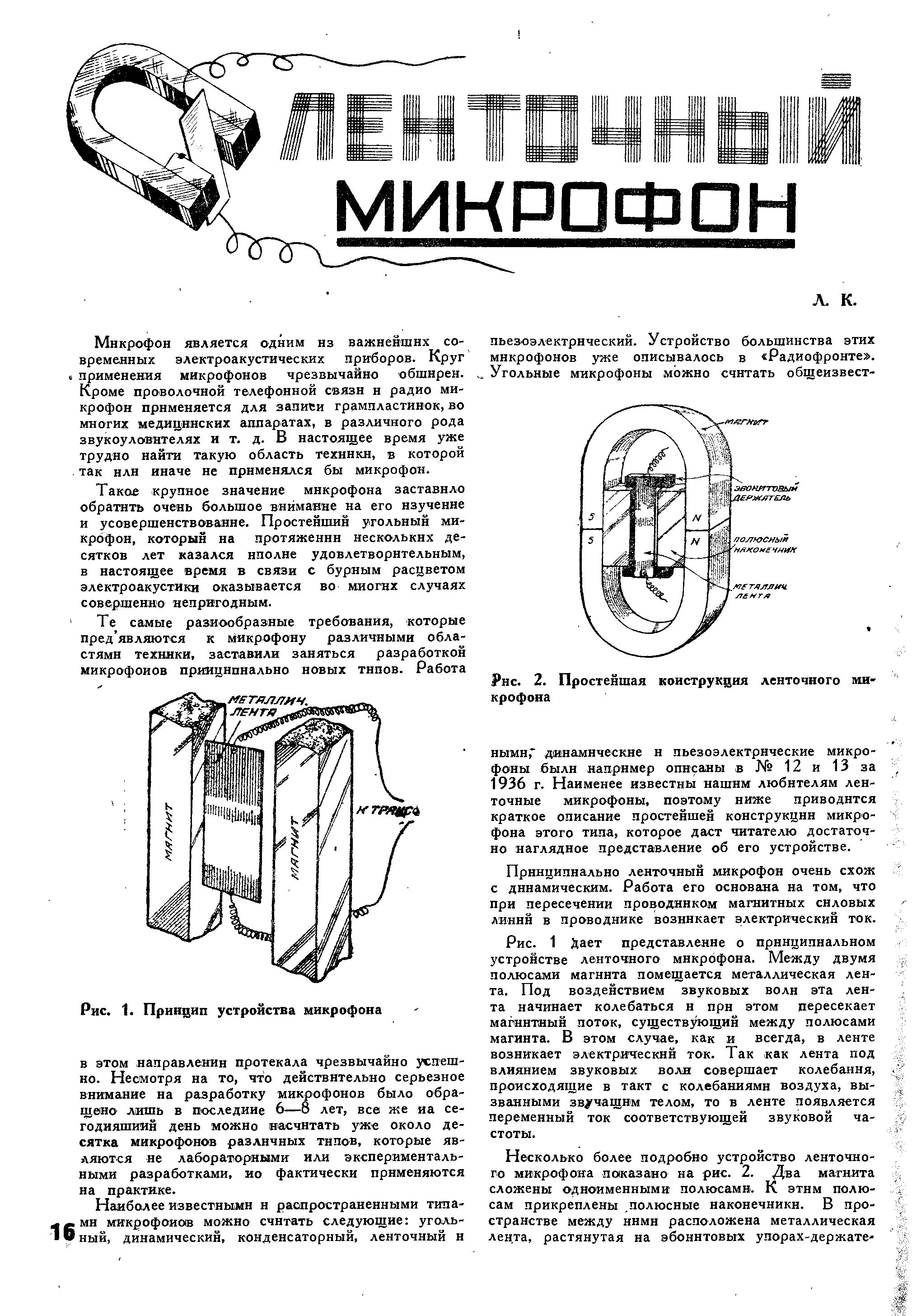 ЛЕНТОЧНЫЙ МИКРОФОН