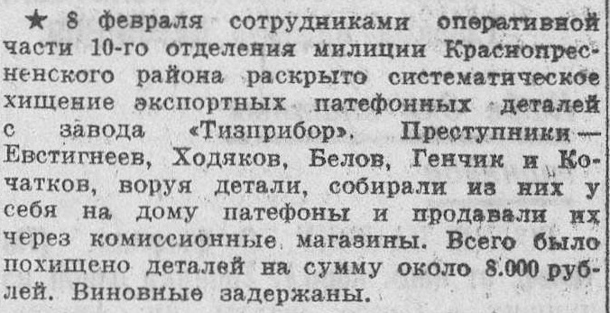 Кража патефонных деталей