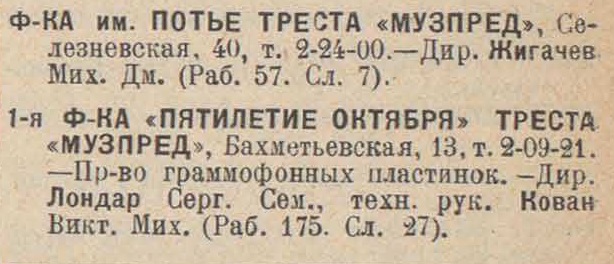 К-ра гос. музыкального треста "Музпред"