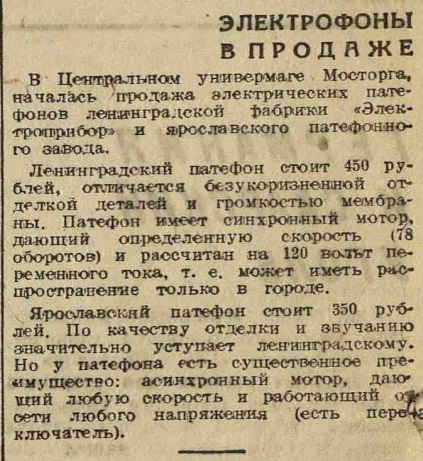 Электрофоны в продаже