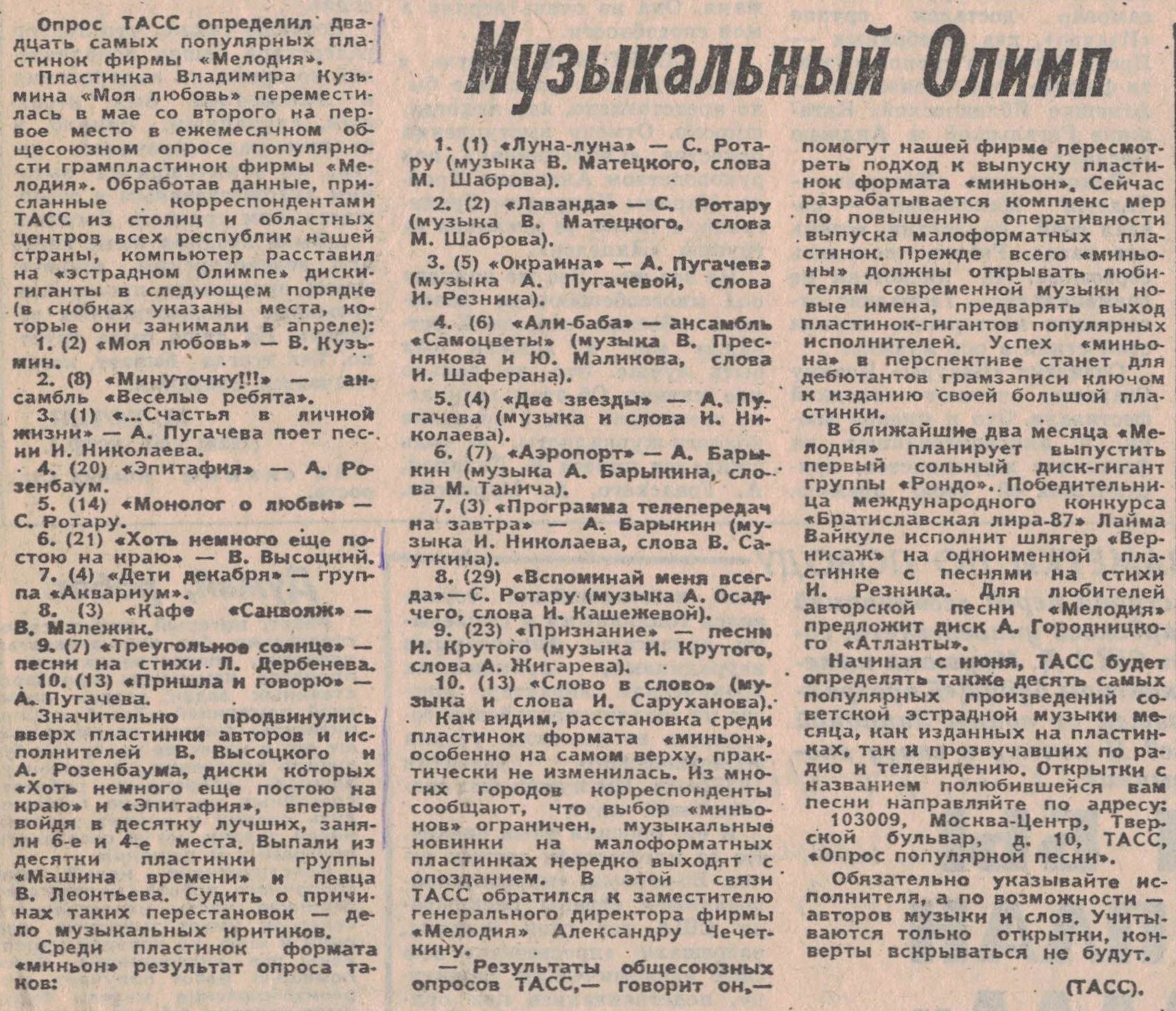 Музыкальный Олимп
