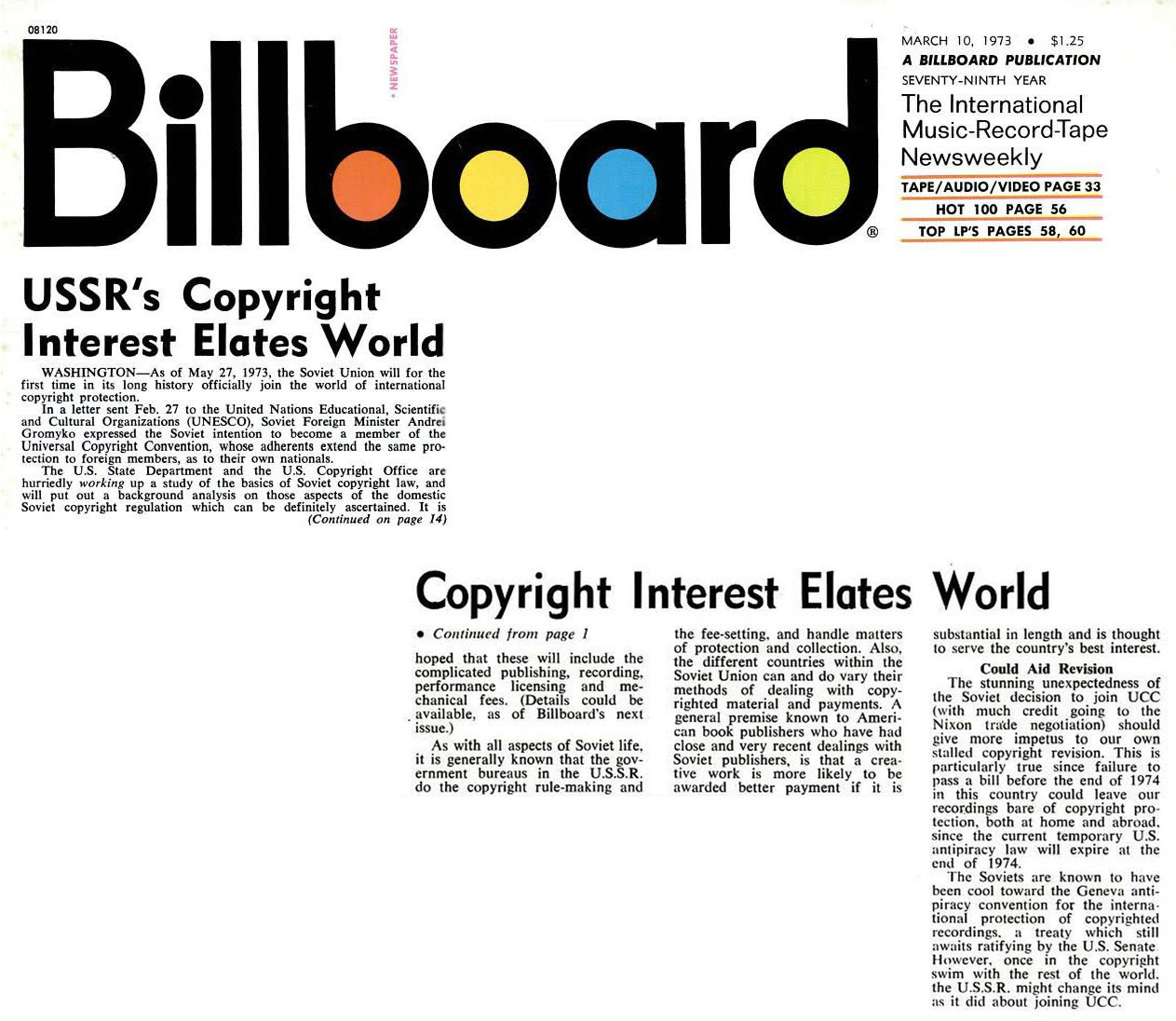 USSR's Copyright Interest Elates World