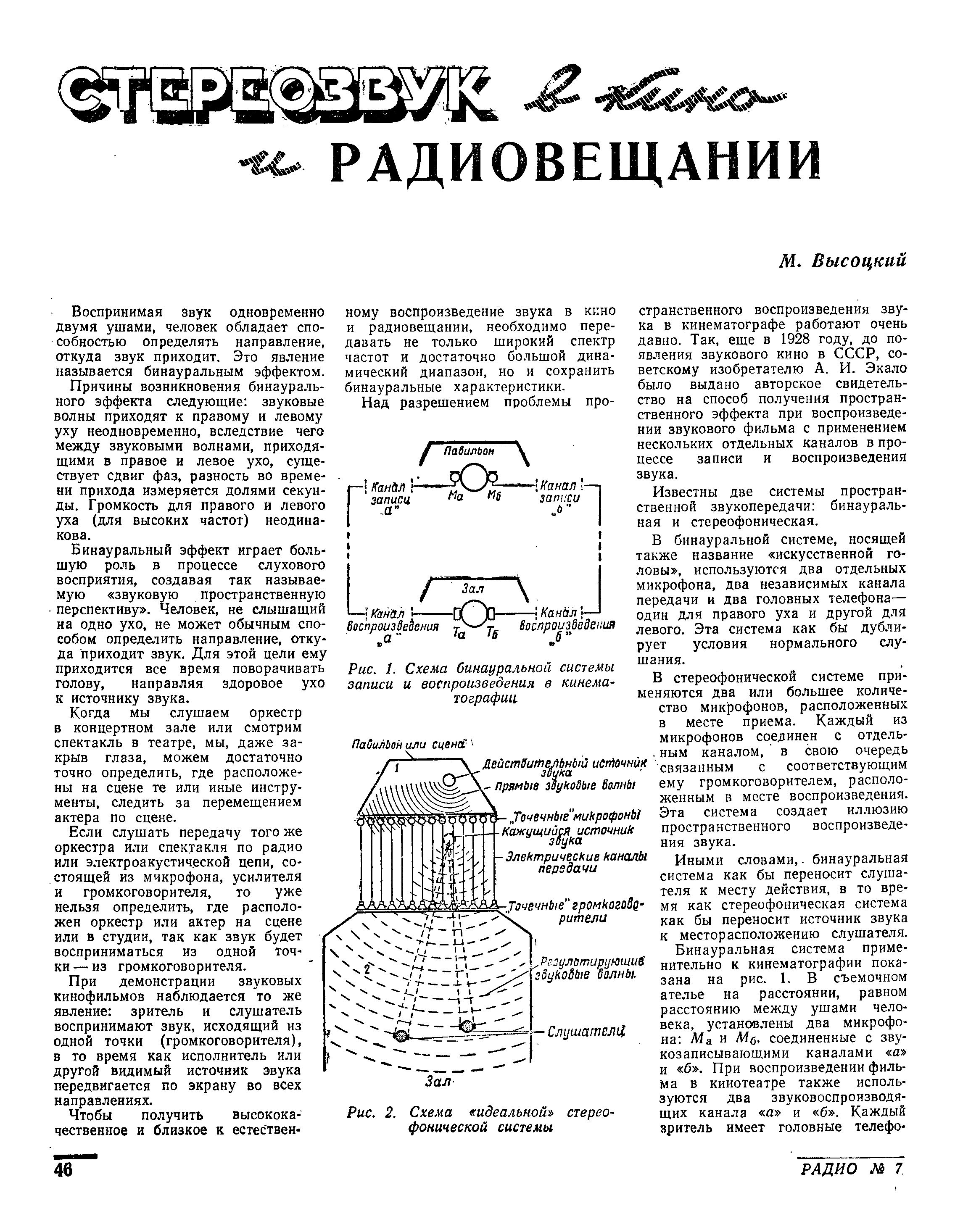 СТЕРЕОЗВУК в кино и РАДИОВЕЩАНИИ