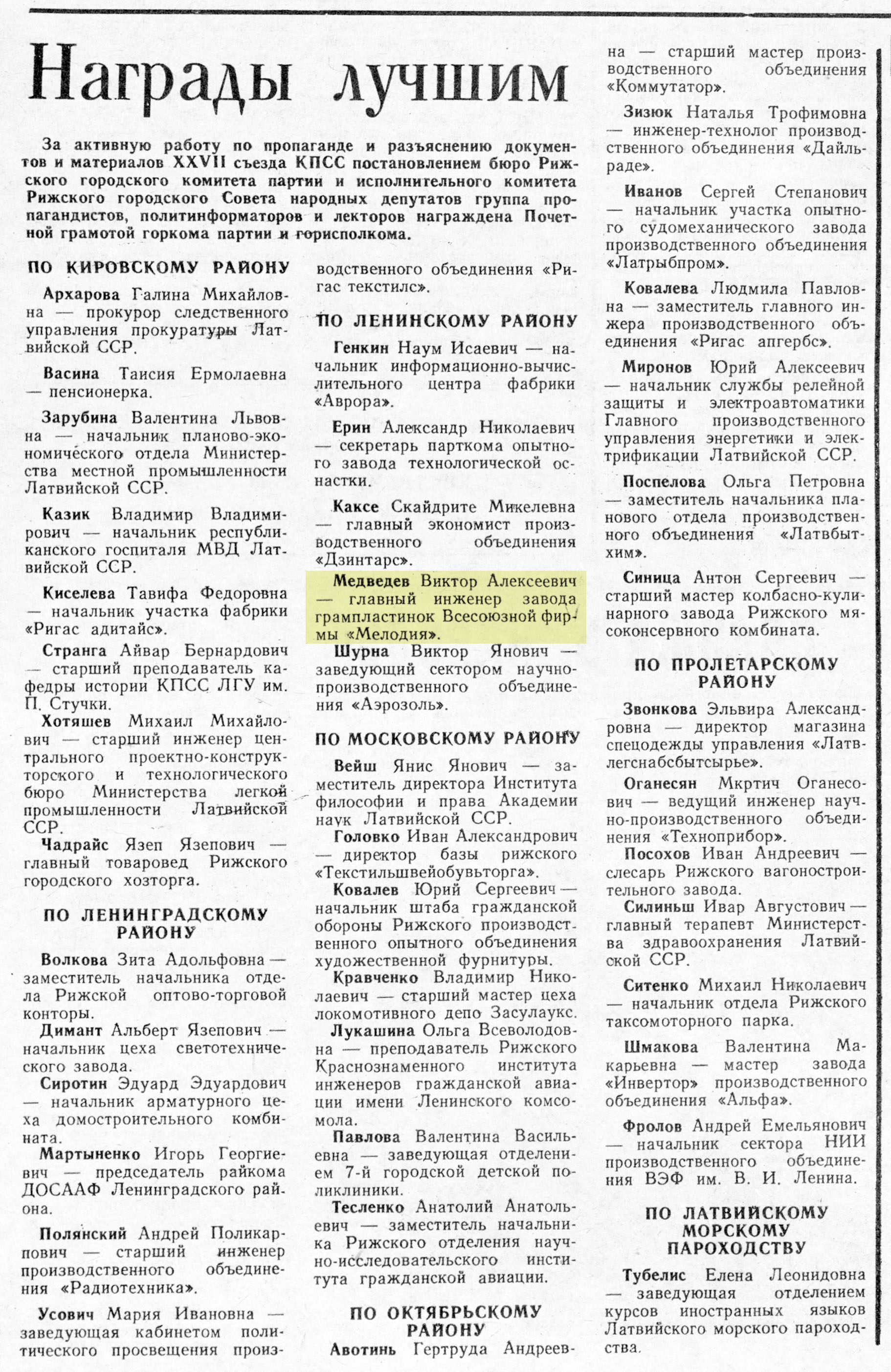 Награды лучшим