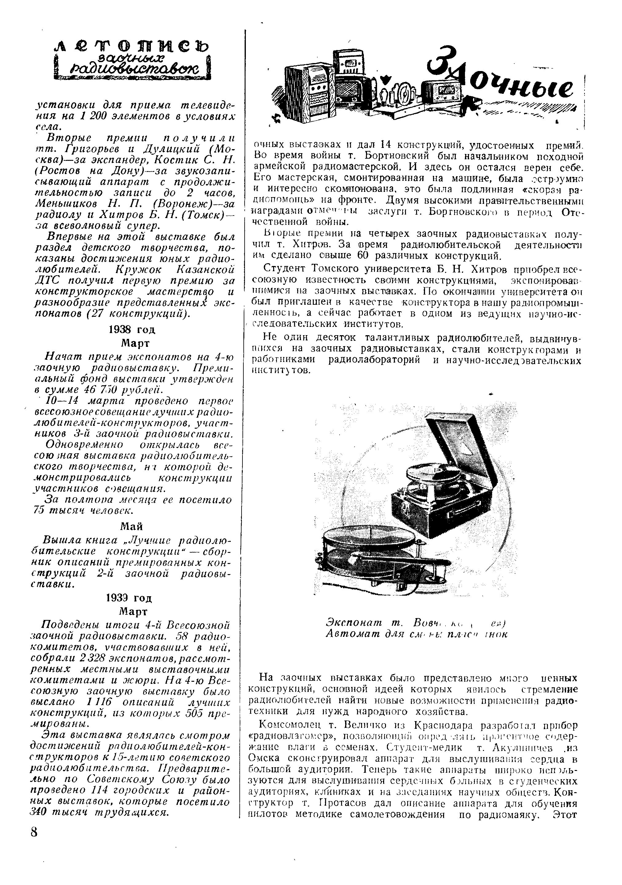 Автомат для смены пластинок (из летописи заочных радиовыставок)