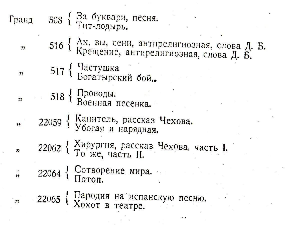 Каталог граммофонных пластинок "МузТрест Электра"