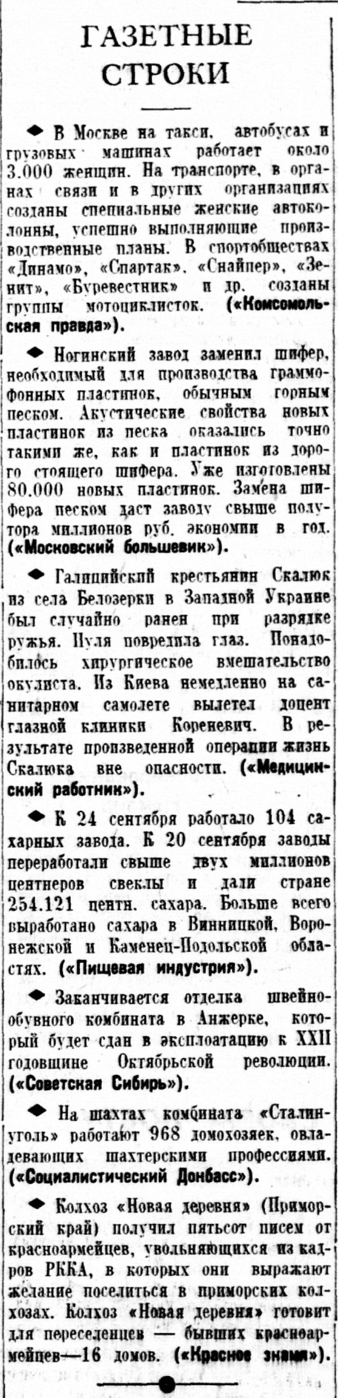 ГАЗЕТНЫЕ СТРОКИ (Ногинский завод...)