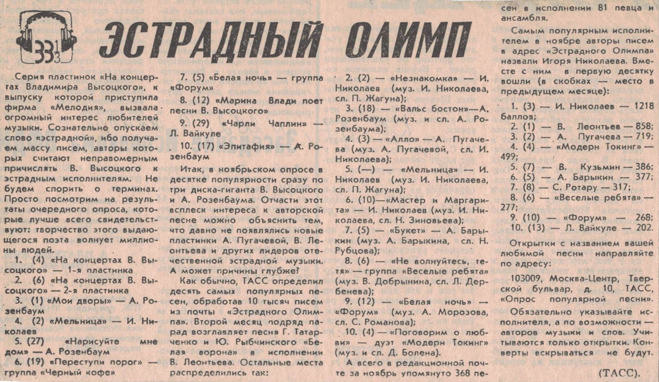 Эстрадный олимп